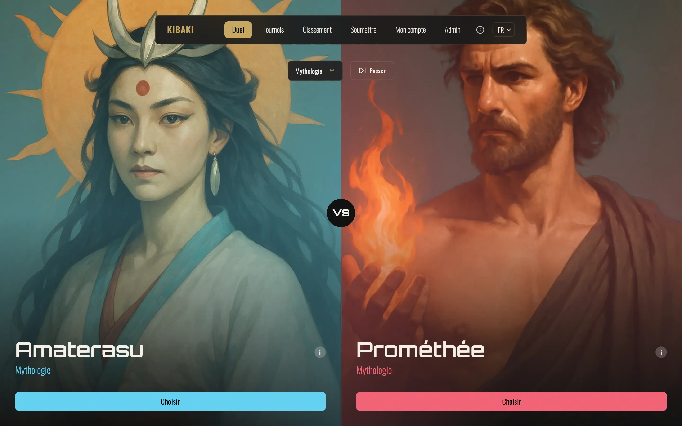 Kibaki - Qui bat qui ? - Plateforme de duels visuels permettant de comparer des univers via un vote en un clic, avec système ...